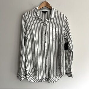 Lucky Brand Black and White Striped Gauzy Shirt Medium